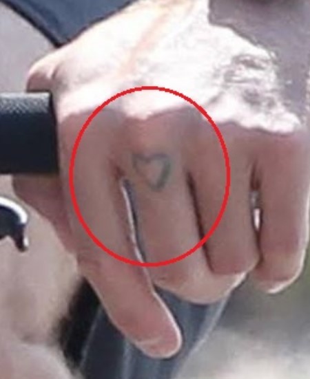 Chris Martin Tattoo: Knuckle Tattoo.