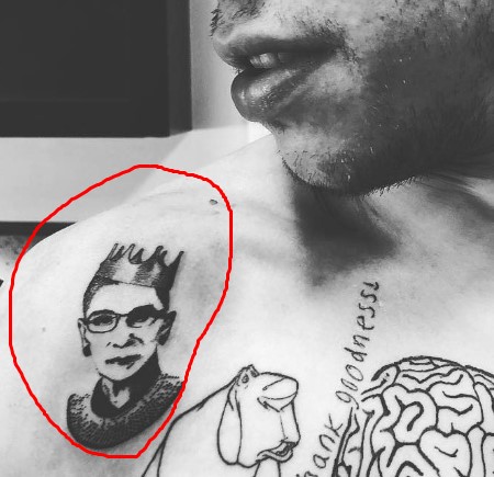 Ruth Bader Ginsburg Inked Near Pete Right Shoulder.