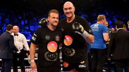 Tyson Fury with his Trainer, Ben Davison.