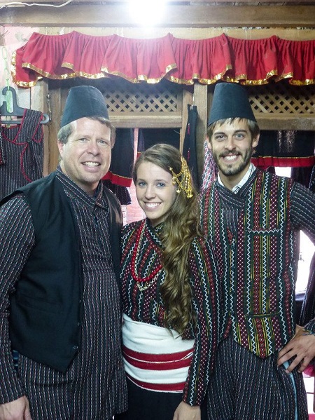 Jim Bob Duggar, Jill Duggar and Derick Dillard in traditional Newari costume in Nepal