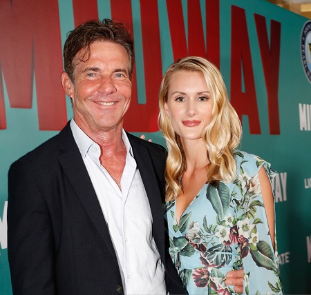 Dennis Quaid and fiancee Laura Savoie arrive at the "Midway" Special Screening at Joint Base Pearl Harbor-Hickam on October 20, 2019, in Honolulu, Hawaii.