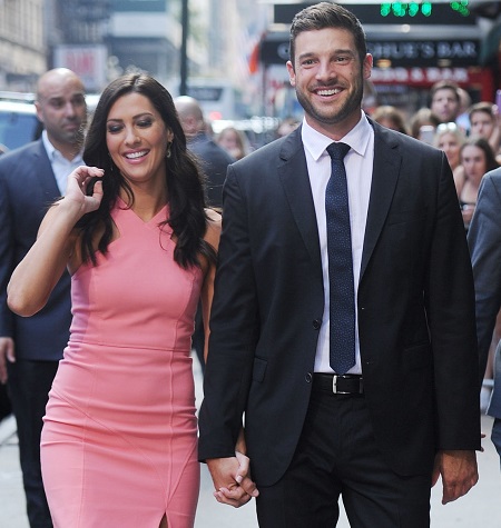 Becca Kufrin, Garrett Yrigoyen seen on the streets of Manhattan on August 07, 2018, in New York, NY.