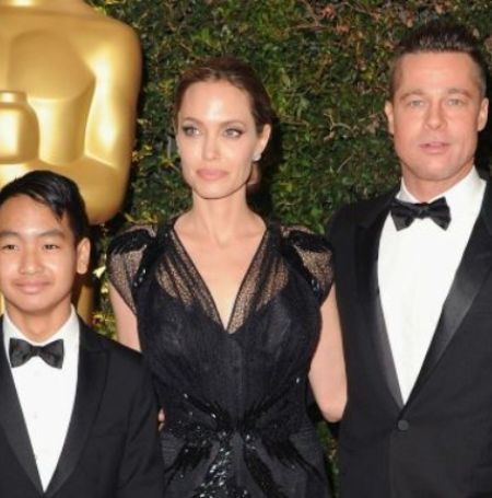 Maddox Jolie-Pitt  with his family at the event.