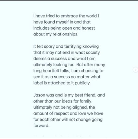 Chrishell Stause confirmed her split with Jason Oppenheim through Instagram by a written post.