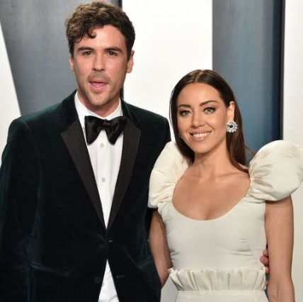 Aubrey Plaza and her husband Jeff Baena all decked up for an award show.