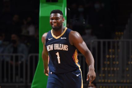 Zion Williamson pictured playing for the New Orleans.