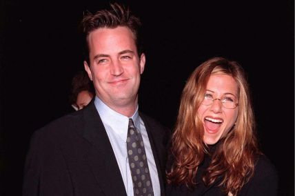 young Matthew Perry pictured with co-star Jeniffer Aniston.