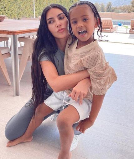 Kim Kardashian with her son Saint West. 