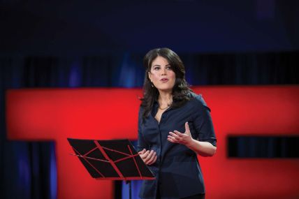 Monica Lewinsky giving a Ted talk in 2019.