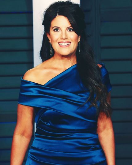 Monica Lewinsky was spotted in a blue dress at an event.