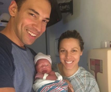 Morgan and Stefan Holts with their second-born Sam.