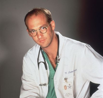 Anthony Edwards in his Dr. Greene get up.