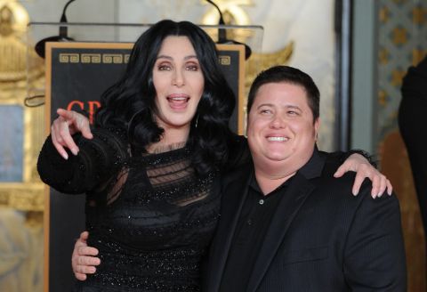 Chaz Bono with his celebrity mom Cher.