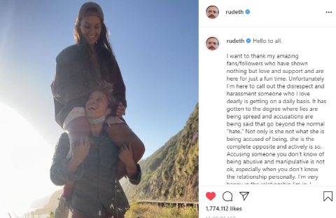 Rudy Pankow posted on his Instagram addressing the hate towards his girlfriend.