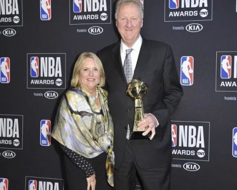 Larry Bird with his wife