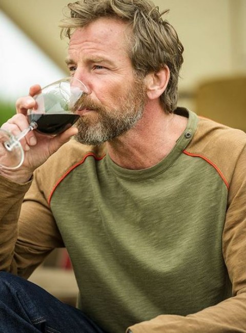 Rainer Andreesen enjoying wine in his new look