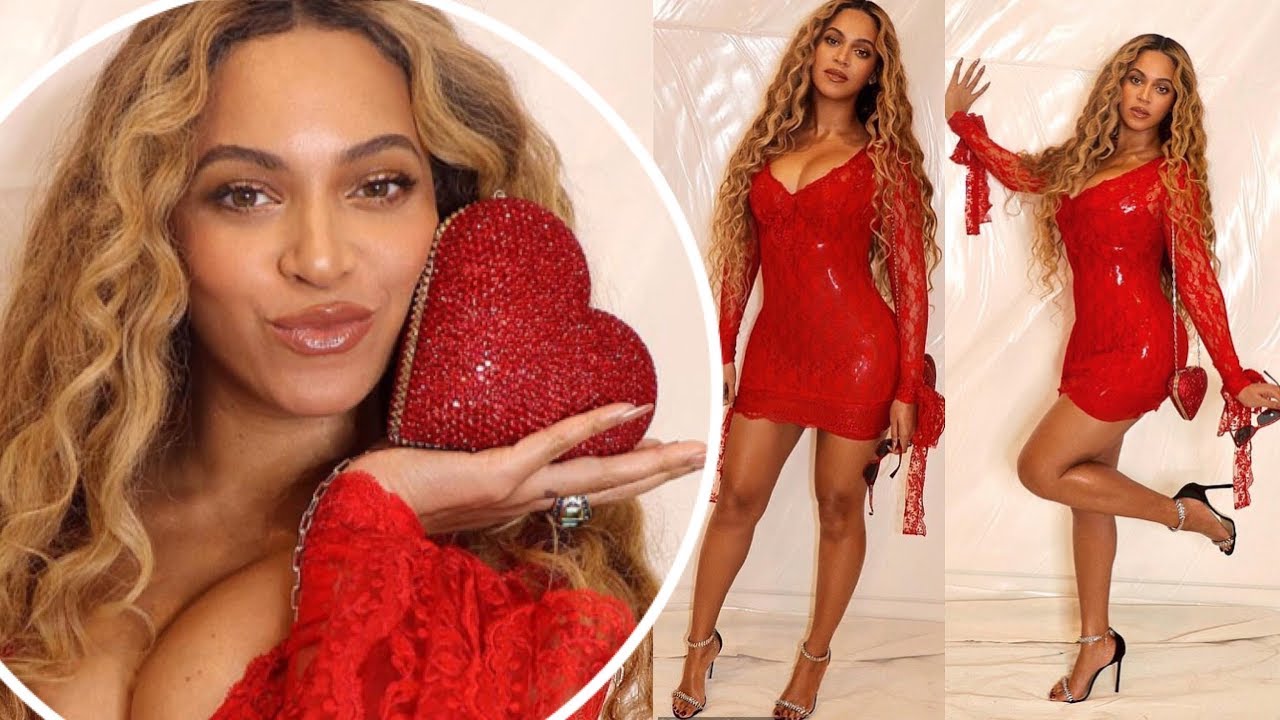 Beyonce Sends Temperatures Soaring In Latex Red Mini Dress In Her Valentine's Date Night Look